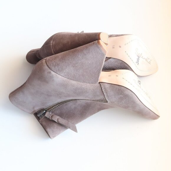 NEW Splendid Taupe Suede Leather Pointy Toe Chunky Heel Ankle Boots, Booties 9.5 - Picture 14 of 16